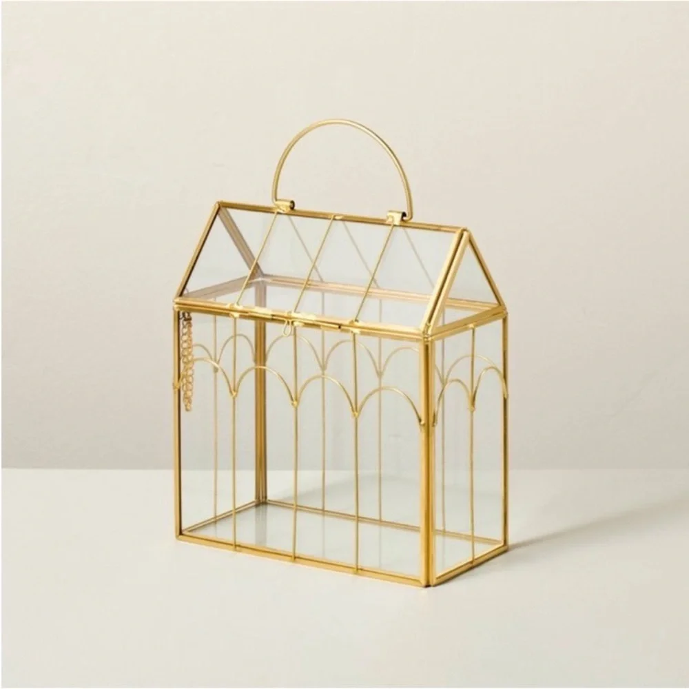 Small Scalloped Brass Decorative Glass Greenhouse - Hearth & Hand™ with Magnolia